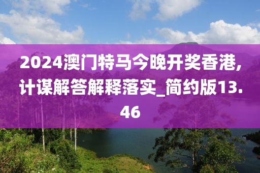 2024澳門特馬今晚開獎香港,計謀解答解釋落實_簡約版13.46