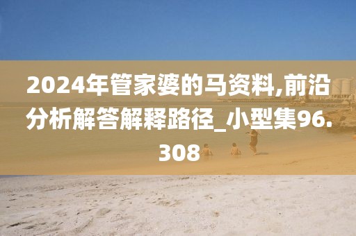 2024年管家婆的馬資料,前沿分析解答解釋路徑_小型集96.308