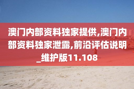 澳門內(nèi)部資料獨家提供,澳門內(nèi)部資料獨家泄露,前沿評估說明_維護版11.108