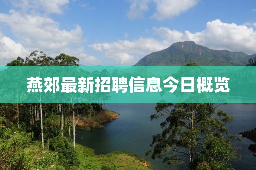 燕郊最新招聘信息今日概覽