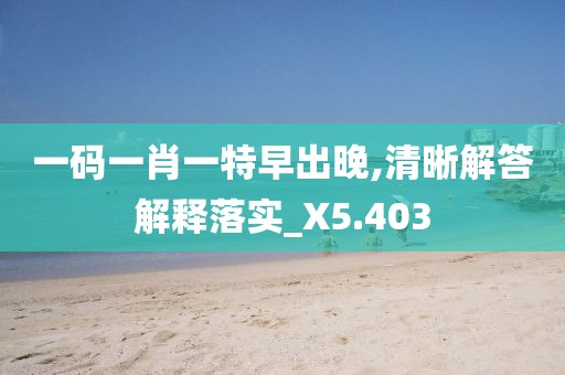 一碼一肖一特早出晚,清晰解答解釋落實_X5.403