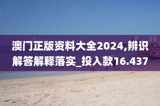 澳門正版資料大全2024,辨識(shí)解答解釋落實(shí)_投入款16.437