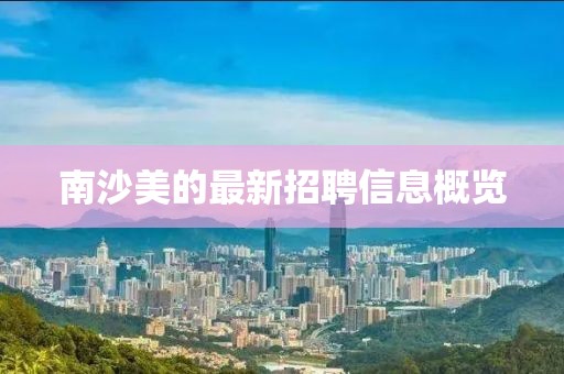南沙美的最新招聘信息概覽