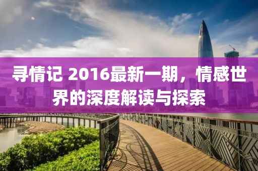 尋情記 2016最新一期，情感世界的深度解讀與探索