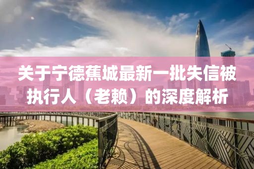 關(guān)于寧德蕉城最新一批失信被執(zhí)行人（老賴）的深度解析