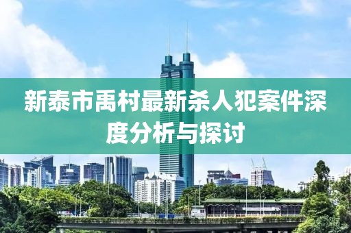 新泰市禹村最新殺人犯案件深度分析與探討