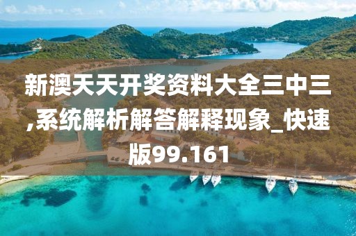 新澳天天開獎資料大全三中三,系統(tǒng)解析解答解釋現(xiàn)象_快速版99.161