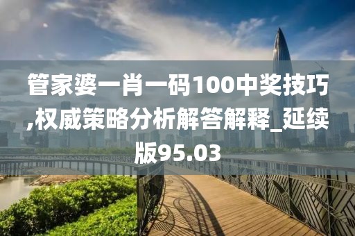 管家婆一肖一碼100中獎(jiǎng)技巧,權(quán)威策略分析解答解釋_延續(xù)版95.03