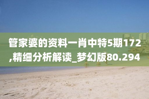 管家婆的資料一肖中特5期172,精細(xì)分析解讀_夢(mèng)幻版80.294