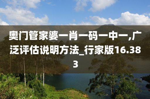奧門管家婆一肖一碼一中一,廣泛評估說明方法_行家版16.383