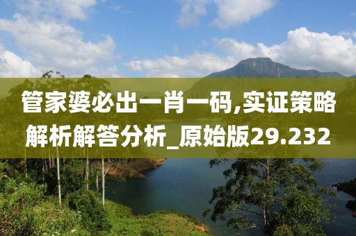 管家婆必出一肖一碼,實(shí)證策略解析解答分析_原始版29.232
