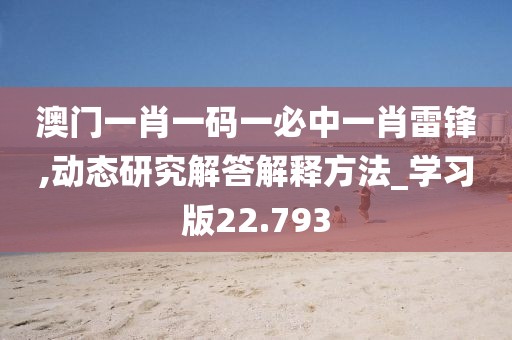 澳門一肖一碼一必中一肖雷鋒,動(dòng)態(tài)研究解答解釋方法_學(xué)習(xí)版22.793