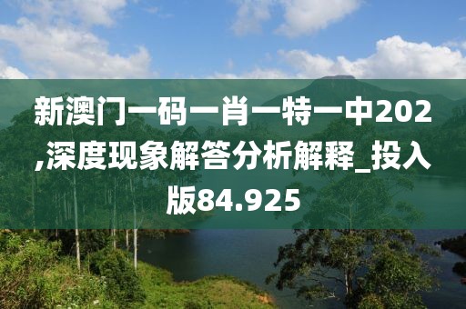 新澳門一碼一肖一特一中202,深度現(xiàn)象解答分析解釋_投入版84.925