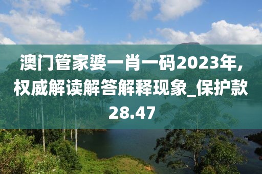 澳門(mén)管家婆一肖一碼2023年,權(quán)威解讀解答解釋現(xiàn)象_保護(hù)款28.47